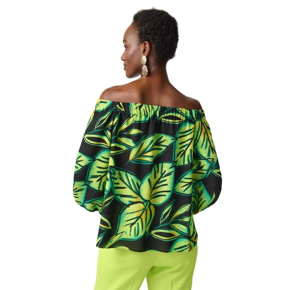 NEW JOSEPH RIBKOFF leaf print off-shoulder in multi - Picture 2 of 3
